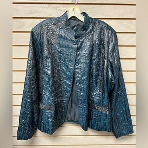 Erin London Textured Navy Blazer with Embellishments